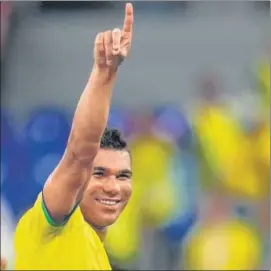  ?? ?? Brazil's Casemiro celebrates after scoring against Switzerlan­d on Monday.