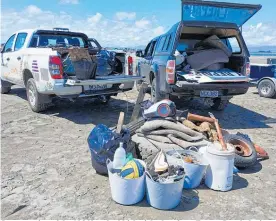  ?? Photo / Morag Collins ?? Just a portion of the 1090kg of rubbish picked up from Foxton Beach during a Horowhenua District Council’s clean-up event last year.