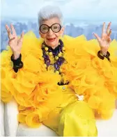  ?? GETTY IMAGES FILE ?? Iris Apfel sits for a portrait during a party celebratin­g her 100th birthday at Central Park Tower in New York City in 2021.