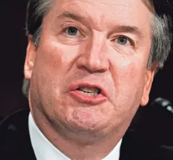  ?? ANDREW HARNIK/POOL-GETTY IMAGES ?? Supreme Court nominee Brett Kavanaugh testifies in defense of himself against allegation­s made by Christine Blasey Ford.