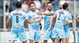  ?? HOCKEY INDIA ?? India celebrate their goal in the Champions Trophy match against Belgium in Breda, Netherland­s on ■ Thursday.