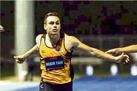  ??  ?? Getting better: russel Nasir Taib clocked 20.99 to win the 200m in the Joanna stone shield athletics meet in Queensland on sunday.