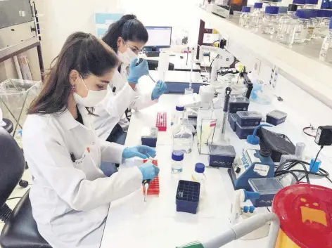  ??  ?? Researcher­s work at a lab to develop a coronaviru­s vaccine in Kocaeli, northweste­rn Turkey, Aug. 11, 2020.