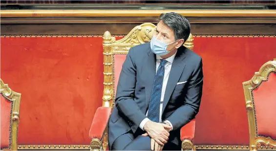  ?? REUTERS ?? Bajo presión. El primer ministro Giuseppe Conte enfrenta una nueva situación crítica en el Parlamento, donde intenta conseguir respaldo.