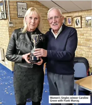  ?? ?? Women’s Singles winner Caroline Green with Frank Murray.