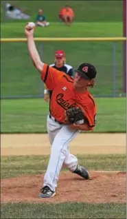  ?? AUSTIN HERTZOG - DIGITAL FIRST MEDIA ?? Daniel Boone’s Bryant Schwoyer pitches for the Berks AllStar team on Sunday.