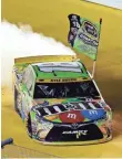  ?? PETER CASEY, USA TODAY SPORTS ?? Kyle Busch celebrates his title. “Dream of a lifetime, dream come true,” Busch said afterward.