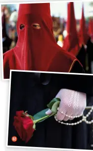  ??  ?? 01 The Semana Santa fiesta is held during Easter in Malaga, Andalusia, Spain Lens Canon EF 85mm f/1.2l II USM Exposure 1/800 sec, f/1.2, ISO100 02 A detail of the gloves and robes of penitents in the Semana Santa procession Lens Canon EF 85mm f/1.2l II...