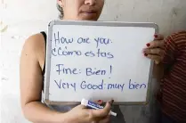  ?? ERIC GAY AP ?? Gabriela Fajardo, a 26-year-old Honduran seeking asylum in the United States, teaches a Zoom class for Central American children living in camps, shelters and apartments across Mexico.