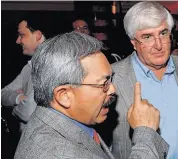 ??  ?? Tech investor Ron Conway (right), one of Mayor Ed Lee’s biggest backers during his election run, has not been shy about advocating for a gross receipts levy to replace the current payroll tax.
