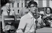  ?? ASSOCIATED PRESS ?? HIGH SCHOOL JUNIOR JORDAN HARB, OF MESA, speaks during a news conference at the state Capitol in Phoenix on Monday.