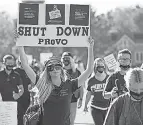  ?? RICK BOWMER/ AP ?? Hilton leads a protest in 2020 in Provo, Utah. Hilton in her late teens was sent to Provo Canyon School where, she says, she was abused mentally and physically.