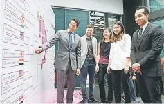  ??  ?? Khairy (left) with national squash player Delia Arnold (second right) serta Low Wee Wern (third right) after the launching of Women’s Squash World Cup. — Bernama photo