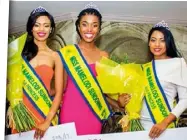  ??  ?? LEFT: She reached the top five in the Miss SA pageant last year. ABOVE: After being crowned Miss Mamelodi Sundowns, with first princess Tsakane Mangwane (left) and second princess Lisanne Lazarus (right).