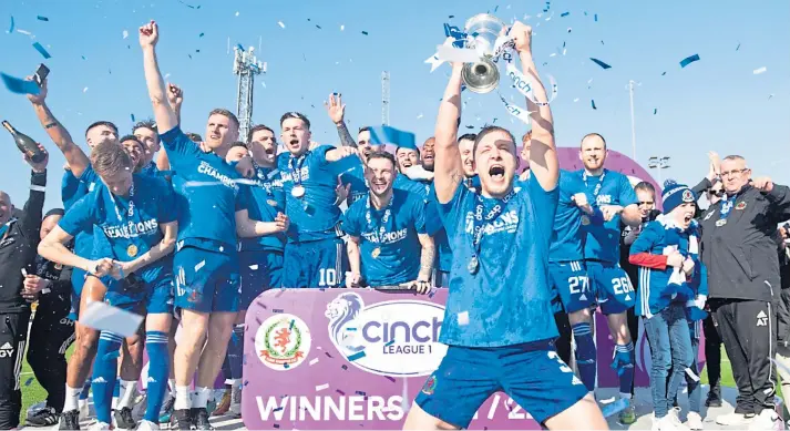  ?? ?? FAREWELL: Harry Milne celebrated winning the League 1 title with Cove Rangers after his last game for the club, before making the step up to full-time football.