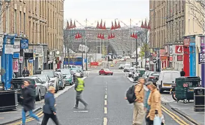  ?? Picture: Kris Miller. ?? The view of the V&A Dundee looking down Union Street. Organisers of an online petition say building an office block at the waterfront will ruin the look of the area.