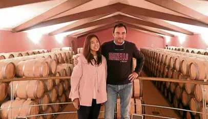  ??  ?? Giancarlo Pacenti, considered the best winemaker in the appellatio­n of Brunello di Montalcino and son of founder Siro, gives the author a tour of the Siro Pacenti wine cellar in Tuscany.