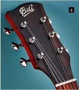  ??  ?? 4 4. Along with bringing a slightly different resonance, this nonslotted headstock gives the Step Sister a more solidbody style. Nuts on both guitars are Graph Tech’s Tusq