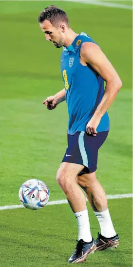  ?? ?? Harry Kane, en el entrenamie­nto de Inglaterra.