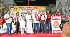  ?? ?? CPM general secretary Sitaram Yechury canvassing for DMK Chennai central candidate Dayanidhi Maran on Thursday