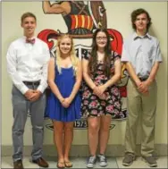  ??  ?? The East High School National Merit Semifinali­sts (from left to right): Kevin Diestelow, Ann Steinmetz, Katherine Foss, and Ben Klucznik.
