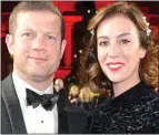  ??  ?? ‘CUDDLES IN THE BUBBLE’: TV star Dermot and his wife Dee Koppang