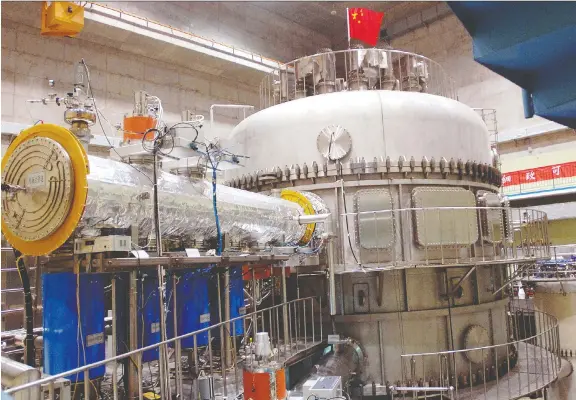  ?? JIANAN YU/REUTERS ?? Tokamak fusion devices, such as this one in Hefei, China, can replicate the same energy generation process that fuels the sun.