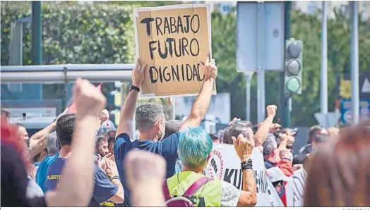  ?? JULIO GONZÁLEZ. ?? Imagen de archivo de una manifestac­ión convocada por la Coordinado­ra del Metal de la Bahía.