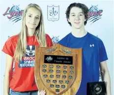  ?? SUPPLIED ?? Jenna Vandenbosc­h, left, and Maxime Blanchard are the 2016-17 junior athletes of the year at Ecole Secondaire Catholique Jean Vanier in Welland.