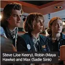  ?? ?? Steve (Joe Keery), Robin (Maya Hawke) and Max (Sadie Sink)