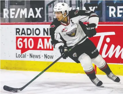  ?? ALLEN DOUGLAS ?? Giants captain Alex Kannok Leipert played the final game of his junior career on Tuesday.