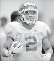  ?? NWA Democrat-Gazette/ANDY SHUPE ?? Running back Chase Hayden carried eight times for 68 yards Saturday during Arkansas’ first major scrimmage of spring drills.