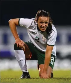  ??  ?? Aine O’Gorman during the 2019 FIFA Women’s World Cup Qualifier Group 3 match against Northern Ireland in Lurgan.