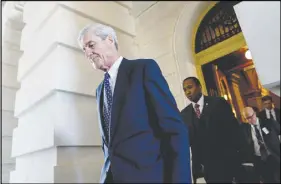  ?? AP PHOTO ?? Former FBI Director Robert Mueller, the special counsel probing Russian interferen­ce in the 2016 election, departs Capitol Hill following a closed door meeting in Washington.