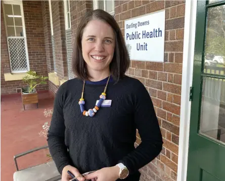  ??  ?? TRACKING COVID: Darling Downs Health clinical nurse Liz Jones works in the Public Health Unit as a Covid-19 contact tracer after moving into public health at the start of the pandemic.