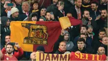  ??  ?? Roma fans at Anfield for the semi final. Photo: Getty