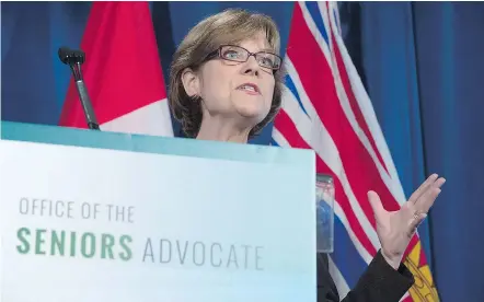  ?? — CP FILES ?? B.C. Seniors Advocate Isobel Mackenzie says a landmark report on the province’s residentia­l care facilities shows staffing shortages to be a common thread in concerns raised by seniors.