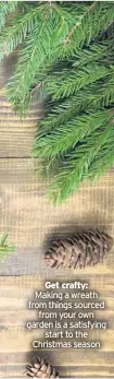  ??  ?? Get crafty: Making a wreath from things sourced from your own garden is a satisfying start to the Christmas season