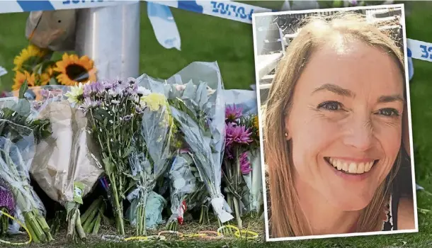  ?? ?? FLORAL TRIBUTES: Amid the outpouring of grief over the brutal rape and murder of Jill Barclay, inset, is anger over her killer’s mitigated jail term.