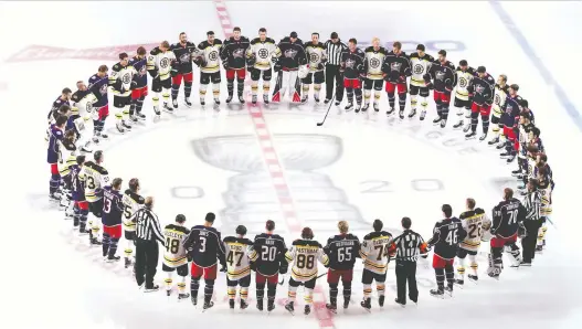  ?? ANDRE RINGUETTE/FREESTYLE PHOTO/GETTY IMAGES ?? The Bruins and Blue Jackets were comrades in arms before Thursday’s exhibition game, but teams are about to get a lot less friendly.