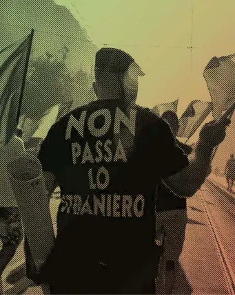  ?? LaPresse ?? Ombre nere Una manifestaz­ione di Forza Nuova contro la riforma (poi congelata) dello Ius Soli per i figli di stranieri