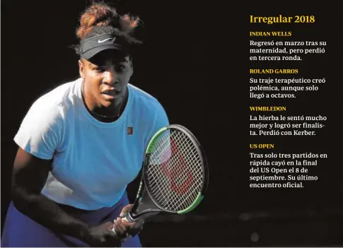  ?? EFE ?? Serena Williams, en un entrenamie­nto, estos días en Melbourne