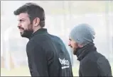  ?? FOTOS: EFE ?? Luis Suárez y Leo Messi salieron a entrenar bien abrigados en la última sesión de trabaja antes de viajar por la tarde a Madrid. El argentino saltó al terreno de juego acompañado de Gerard Piqué, mientras Ter Stegen se lució con varios paradones