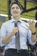 ?? THe canadian Press/darren calabrese ?? Prime Minister Justin Trudeau speaks during a town hall in Halifax on Monday.