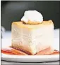  ??  ?? Rapoport’s Original New York Cheesecake will be served at Park Place, without the jammy sauce.