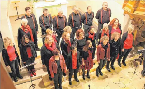  ?? FOTOS: SCHOLZ ?? Zu Gast in der Andreaskir­che: Die Mitglieder von „Amazsing“, dem Pop- und Gospelchor aus Wiesenstei­g, begeistern die Zuhörer.