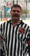  ?? GREG HARDER ?? Luke Mcgeough wears the NHL jersey of his late father, former referee Mick Mcgeough, before calling a game on Wednesday in Regina.