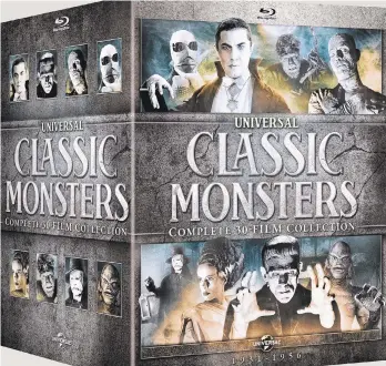  ?? UNIVERSAL HOME ENTERTAINM­ENT ?? ‘Universal Classic Monsters: Complete 30-Film Collection' has Hollywood originals all collected in eveneerier HD — Boris Karloff's ‘Frankenste­in' and ‘The Mummy,' Bela Lugosi's ‘Dracula,' Claude Rains' ‘The Invisible Man,' Lon Chaney Jr.'s ‘The Wolf Man,' and ‘Creature From the Black Lagoon,' plus their sequels.