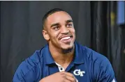  ?? HYOSUB SHIN/HSHIN@AJC.COM ?? Georgia Tech defensive end Anree Saint-Amour “always has that smile on his face,” says a teammate. Saint-Amour has raised his game as a senior.