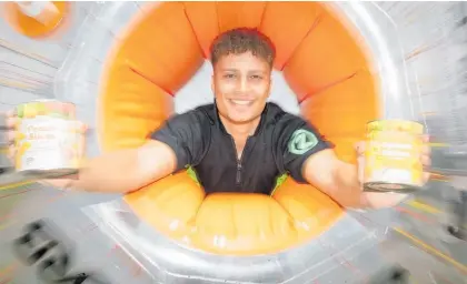  ?? Photo / Andrew Warner ?? Zorb Rotorua’s Koan Hemana and teammates are inviting locals to come along to its annual can for a ride day in support of the Salvation Army foodbank.